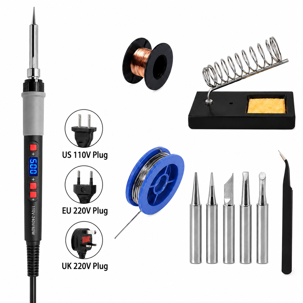 Diy Electronics Uk - Adjustable Temperature Soldering Iron Kit 60W/90W