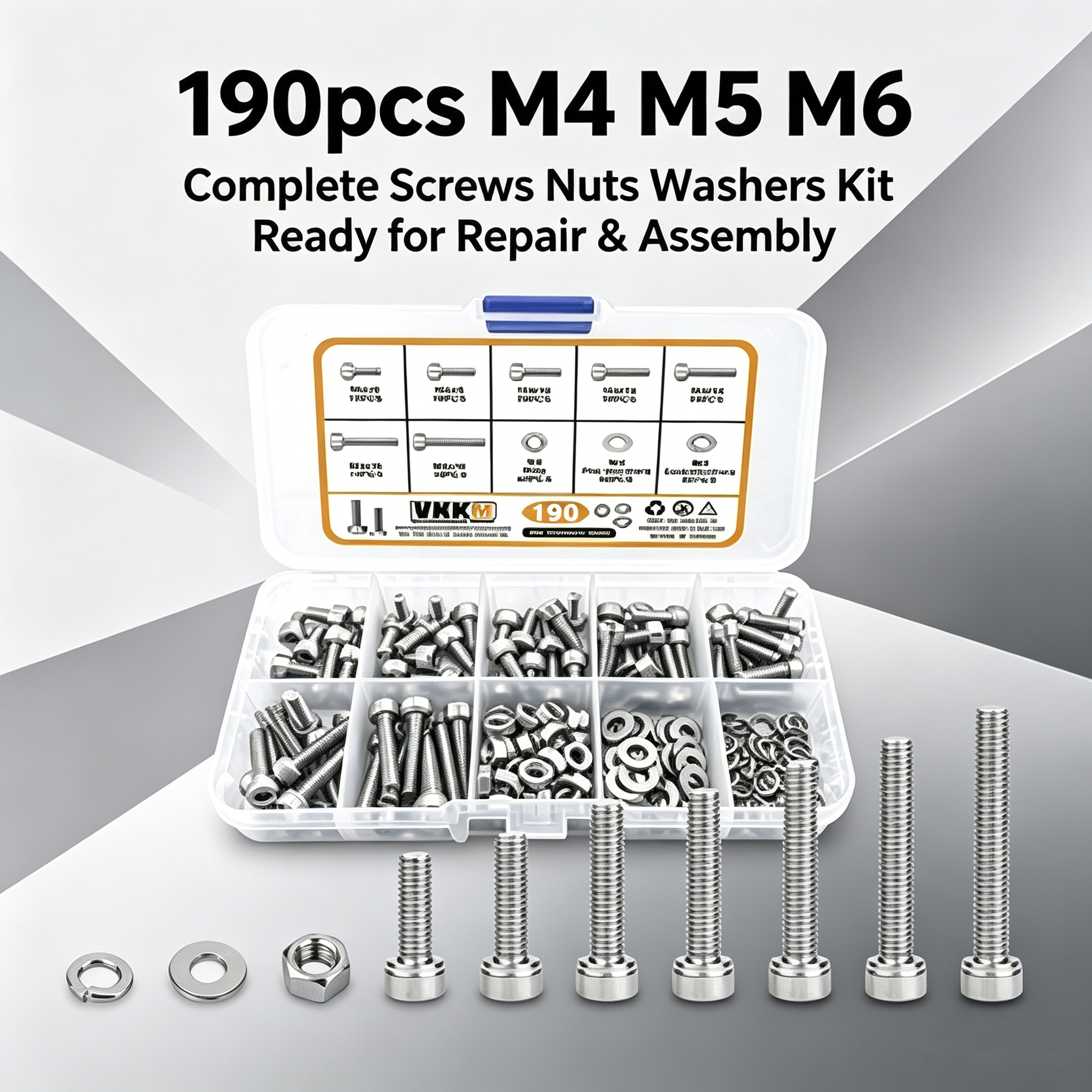 Diy Electronics Rack - VKKM 190Pcs M4 M5 M6 Hex