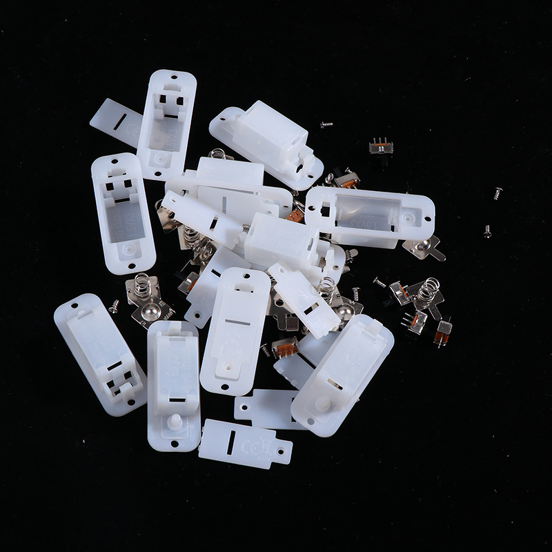 Diy Electronics Holder - 10-Set AG13/LR44 Battery Holder with On/Off