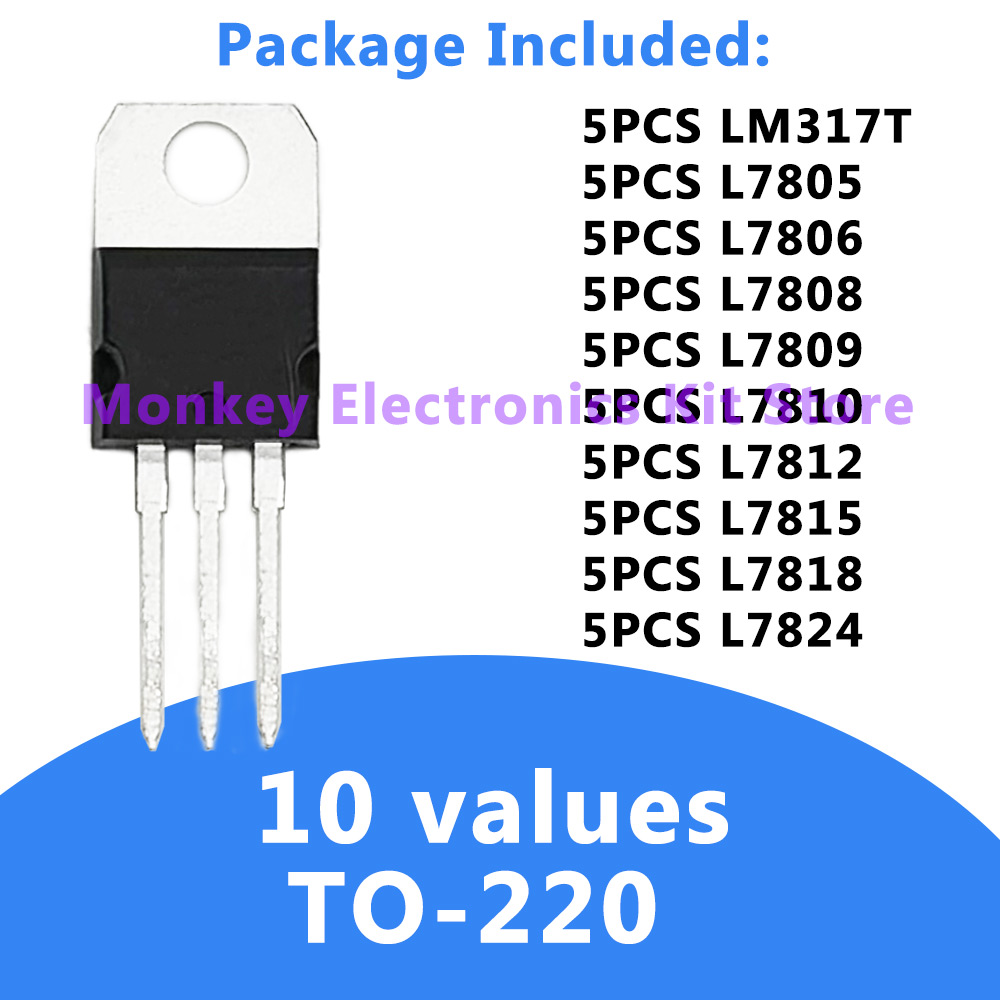50PCS TO-220 Kit Voltage Regul – Mosfet Transistor Set recenzja i cena