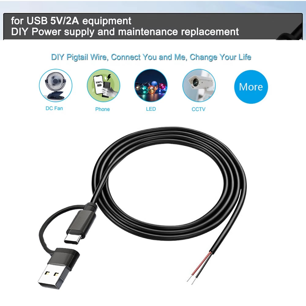 DC 2 Pin Power Cable USB and T – Diy Electronics Music recenzja i cena