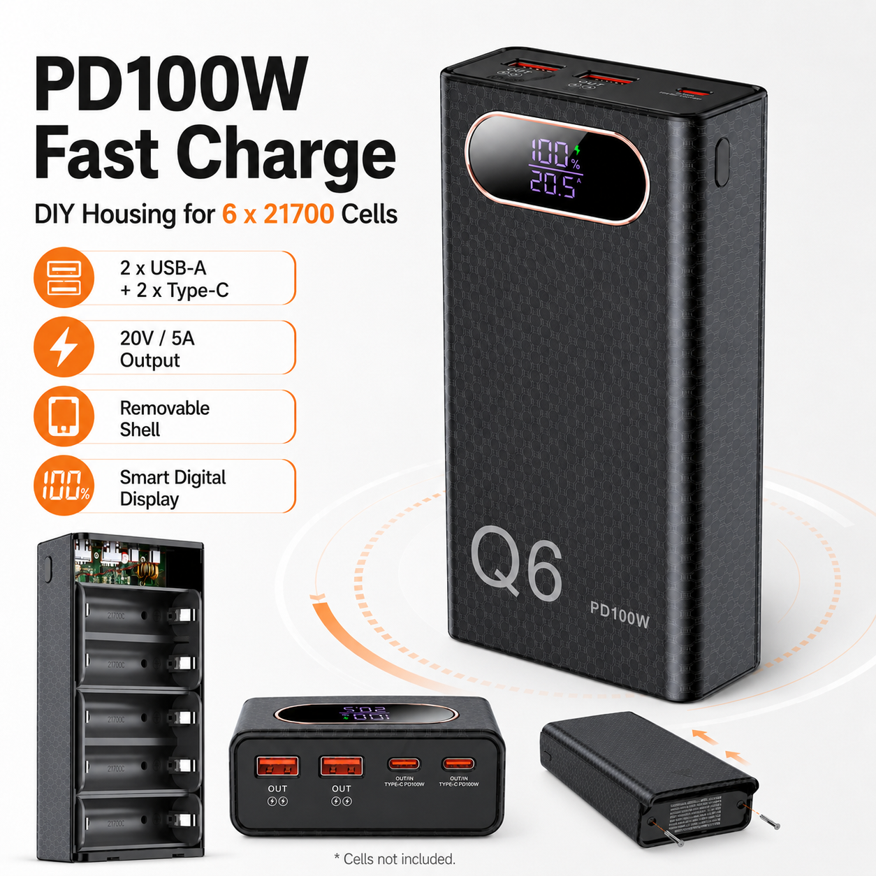 Q6 PD100W DIY Power Bank Housi – Diy Electronics Tool Kit recenzja i cena