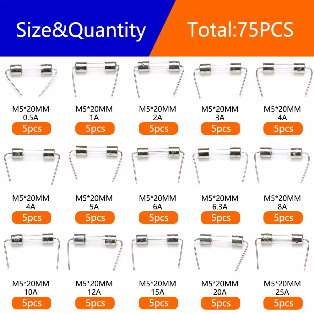 75Pcs 5×20mm Glass Fuse with P – Diy Electronics Holder recenzja i cena